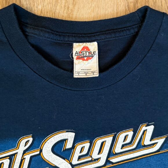 Bob Seger Ride Out Tour T-Shirt 2014 2015 Navy Blue Large Graphic Band Tee - Picture 3 of 6